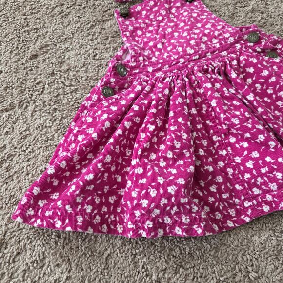 Vtg 90s The Childrens Place Corduroy Overall Dress Floral 12-18M Pnk Cottagecore - Picture 4 of 6